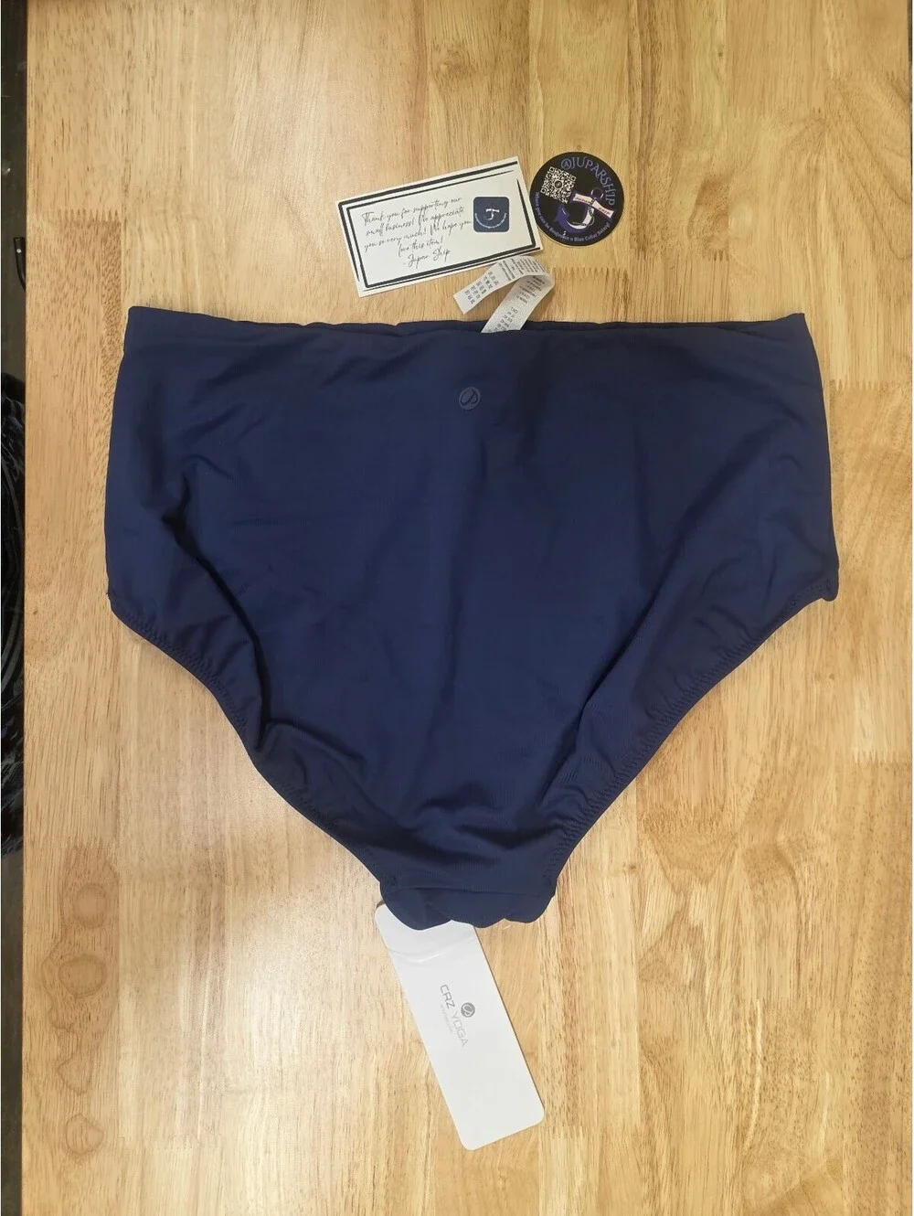 CRZ YOGA Women’s High Waisted Bikini Bottom Tummy Control Insignia Blue Medium
